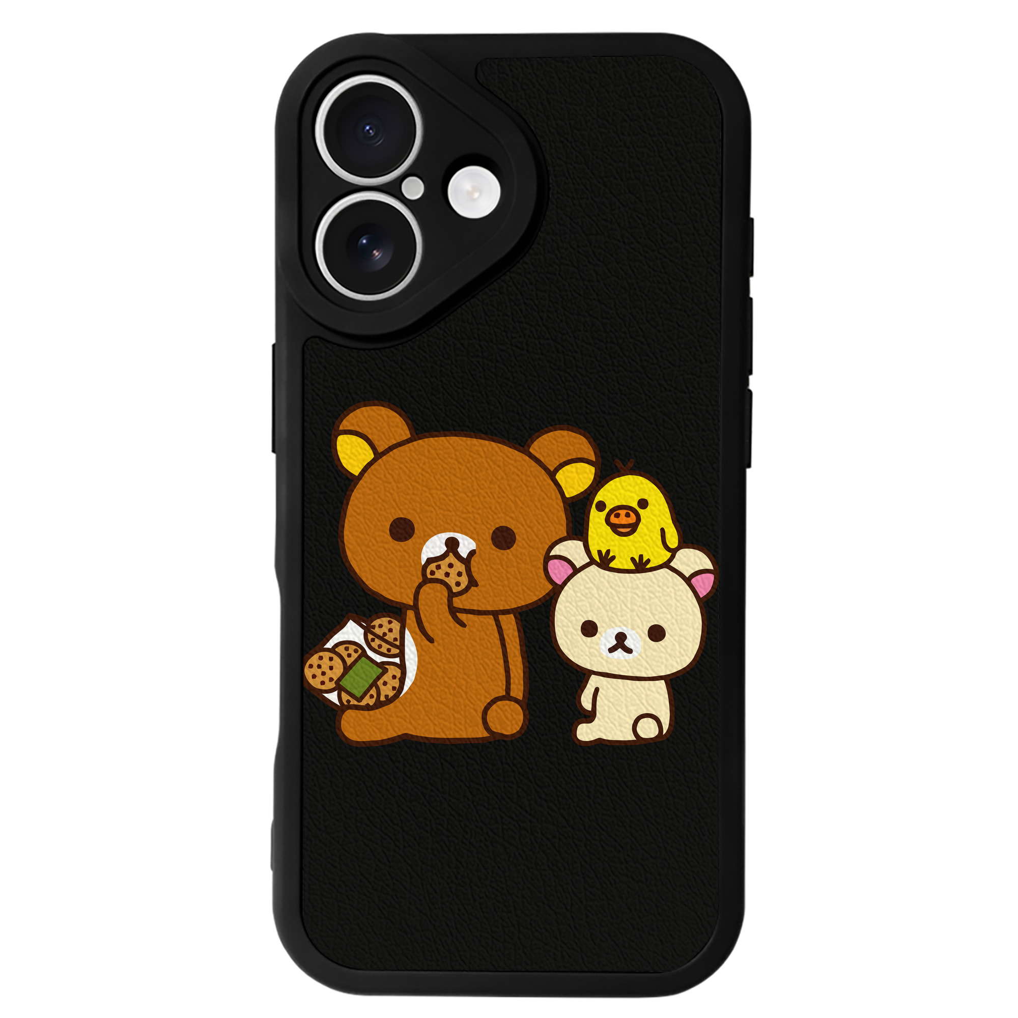 （画像用） リラックマ リラックマ キイロイトリ Rilakkuma Korilakkuma Kiiroitori 【iPhone 16シリーズ対応】シリコンスマホケース（レザー調） 材質：シリコン